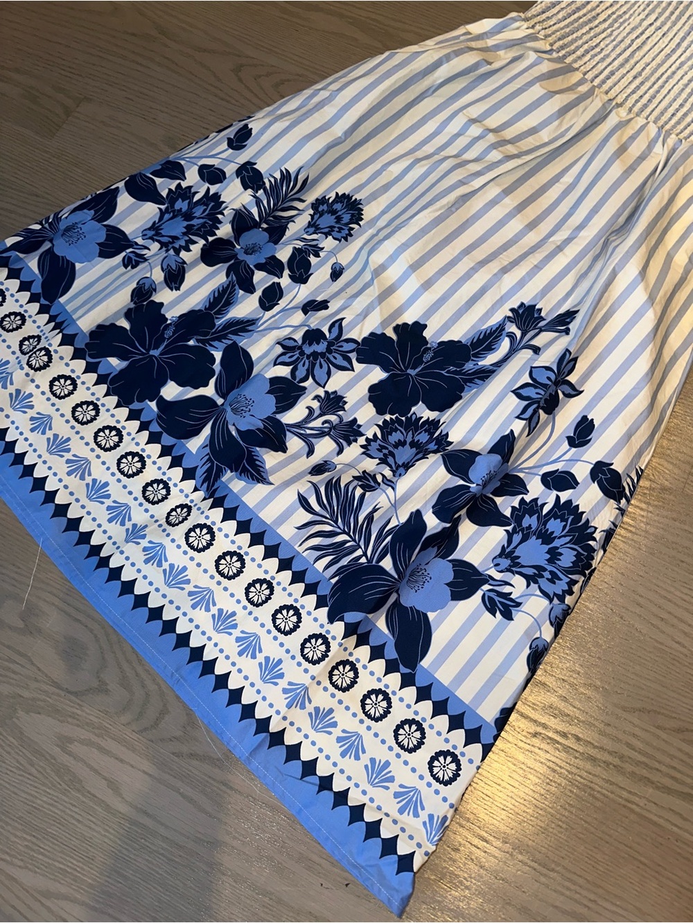 Calypso St. Barth Blue and White Floral Stripe Maxi Dress - Picture 5 of 6
